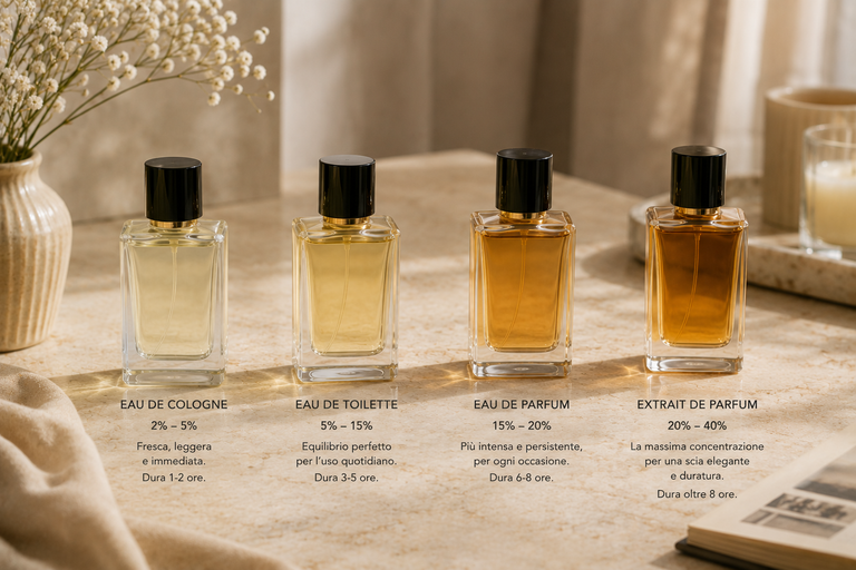 Differenza tra Eau de Cologne, Eau de Toilette, Eau de Parfum ed Extrait